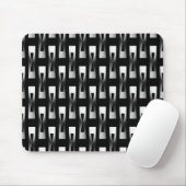 Art Deco Metallic Geometric - Silber und Schwarz Mousepad (Mit Mouse)