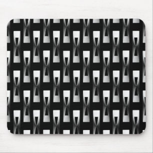 Art Deco Metallic Geometric - Silber und Schwarz Mousepad