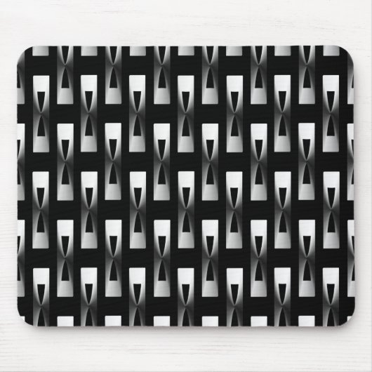 Art Deco Metallic Geometric - Silber und Schwarz Mousepad (Vorne)