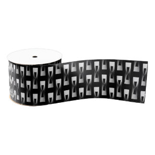 Art Deco Metallic Geometric - Silber und Schwarz Ripsband