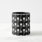 Art Deco Metallic Geometric - Silber und Schwarz Tasse (Zentrum)