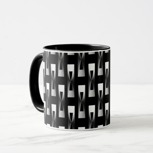 Art Deco Metallic Geometric - Silber und Schwarz Tasse (Vorderseite Links)