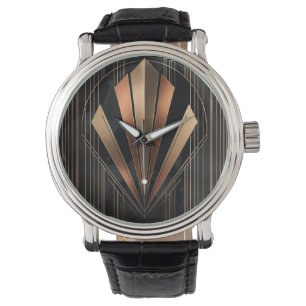 Art Deco Metallische Geometrische Eleganz Armbanduhr
