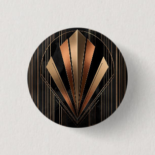 Art Deco Metallische Geometrische Eleganz Button
