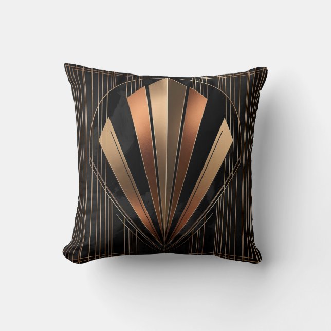 Art Deco Metallische Geometrische Eleganz Kissen (Vorderseite)