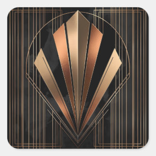 Art Deco Metallische Geometrische Eleganz Quadratischer Aufkleber