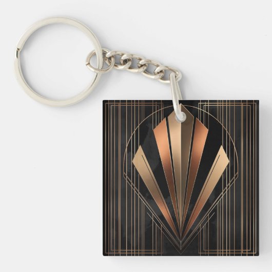 Art Deco Metallische Geometrische Eleganz Schlüsselanhänger (Vorderseite)