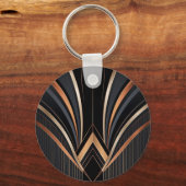 Art Deco Metallische Geometrische Eleganz Schlüsselanhänger (Rückseite)