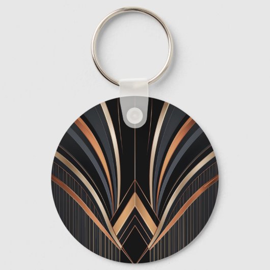 Art Deco Metallische Geometrische Eleganz Schlüsselanhänger (Rückseite)