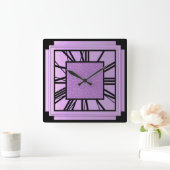 Art Deco, metallische Orchidee Quadratische Wanduhr (Zuhause)