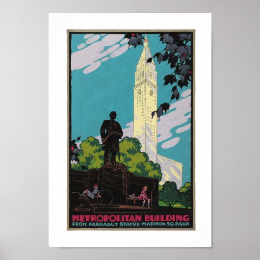 Art Deco Metropolitan Gebäude NYC Travel Poster (Vorne)