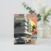 Art Deco Miami Beach Drive Sunset Postkarte (Stehend Vorderseite)