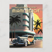 Art Deco Miami Beach Drive Sunset Postkarte (Vorderseite)