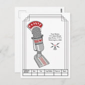 Art Deco Mikrofon und Transmitter QSL Postkarte (Vorne/Hinten)