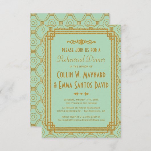 Art Deco Mini Probe Dinner Einladung (Vorne/Hinten)