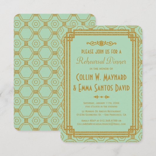 Art Deco Mini Probe Dinner Einladung (Vorne/Hinten)