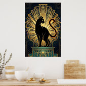 Art Deco Minimal Cat Profile Wall Art Poster (Küche)