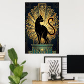 Art Deco Minimal Cat Profile Wall Art Poster (Heimbüro)