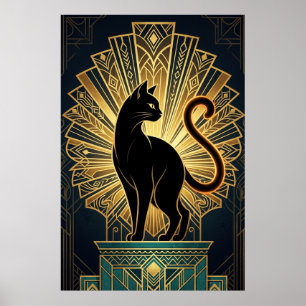 Art Deco Minimal Katzenprofil Wandkunst Poster