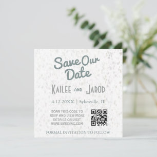 Art Deco Minimalistischer Aquamariner und grauer Q Save The Date