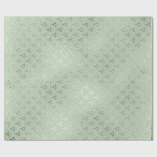 Art Deco Mint Green Silver Muscheln Vip Geschenkpapier (Flach)