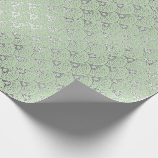 Art Deco Mint Green Silver Muscheln Vip Geschenkpapier (Ecke)