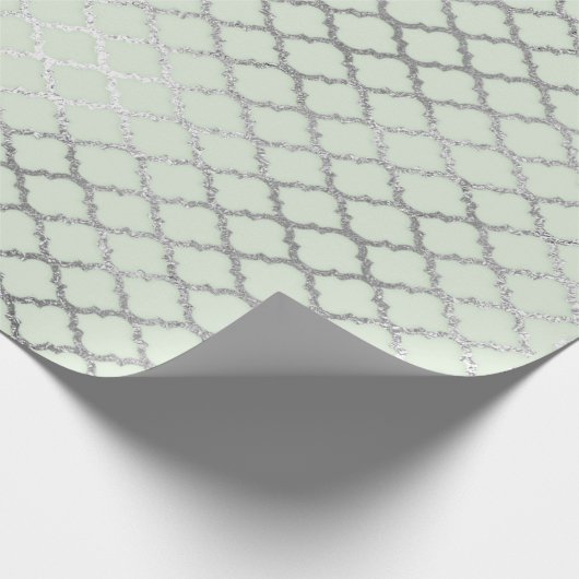 Art Deco Mint Green Silver Quarter Vip Geschenkpapier (Ecke)