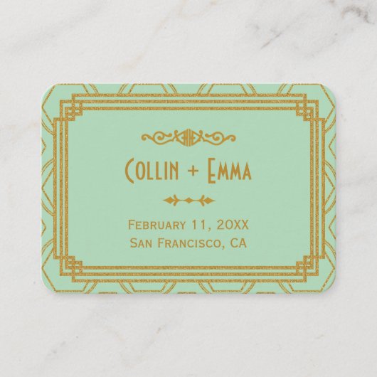 Art Deco Mint Hochzeiten Platzkarten (Vorderseite)