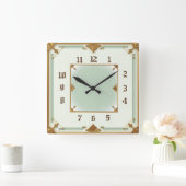 Art Deco Mint Quadratische Wanduhr (Zuhause)