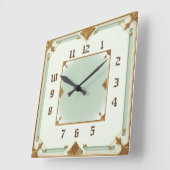Art Deco Mint Quadratische Wanduhr (Winkel)