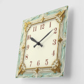 Art Deco Mint Quadratische Wanduhr (Winkel)