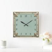 Art Deco Mint Quadratische Wanduhr (Zuhause)