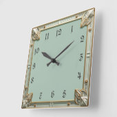 Art Deco Mint Quadratische Wanduhr (Winkel)
