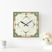 Art Deco Mint Quadratische Wanduhr (Zuhause)