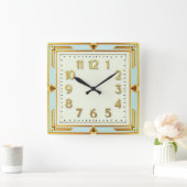 Art Deco Mint Quadratische Wanduhr (Zuhause)