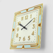 Art Deco Mint Quadratische Wanduhr (Winkel)