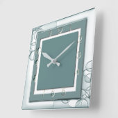 Art Deco Mint Quadratische Wanduhr (Winkel)