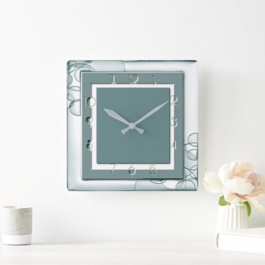 Art Deco Mint Quadratische Wanduhr (Zuhause)