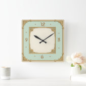 Art Deco Mint Quadratische Wanduhr (Zuhause)