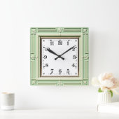Art Deco Mint Quadratische Wanduhr (Zuhause)