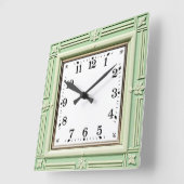 Art Deco Mint Quadratische Wanduhr (Winkel)