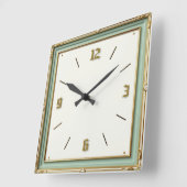 Art Deco Mint Quadratische Wanduhr (Winkel)