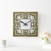 Art Deco Mint Quadratische Wanduhr (Zuhause)