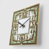 Art Deco Mint Quadratische Wanduhr (Winkel)