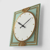 Art Deco Mint Quadratische Wanduhr (Winkel)