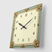 Art Deco Mint Quadratische Wanduhr (Winkel)