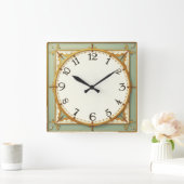 Art Deco Mint Quadratische Wanduhr (Zuhause)