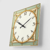 Art Deco Mint Quadratische Wanduhr (Winkel)