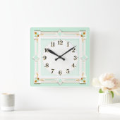 Art Deco Mint Quadratische Wanduhr (Zuhause)