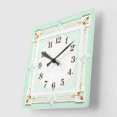 Art Deco Mint Quadratische Wanduhr (Winkel)